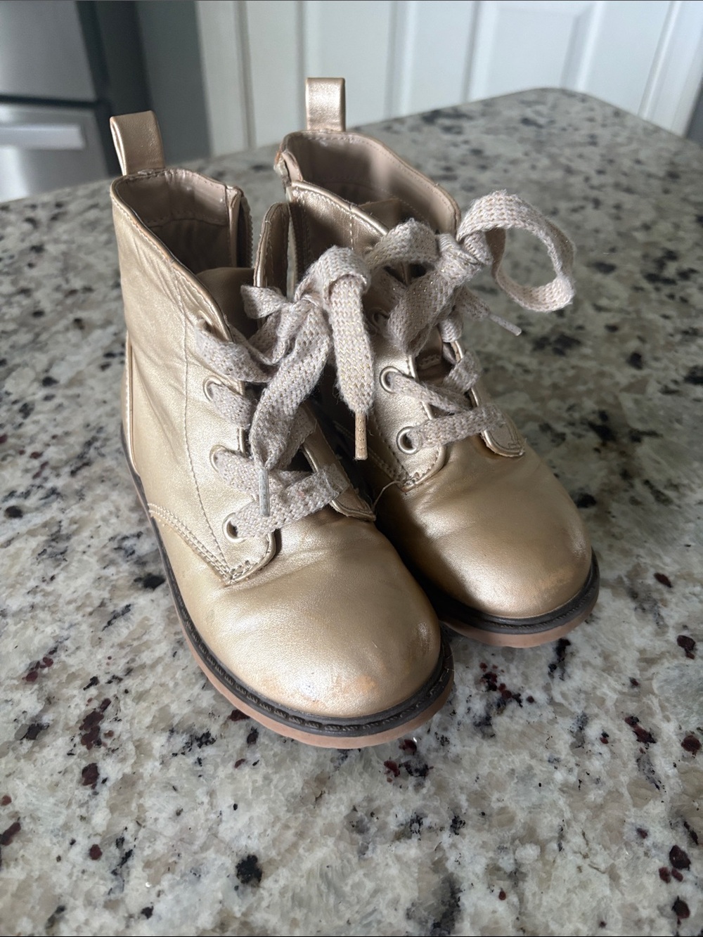 Cat & Jack Metallic Gold Lace-Up Kids Ankle Boots